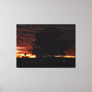 Toile Silhouette d'un arbre au crépuscule
