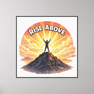 Toile Silhouette Élevée au Lever du Soleil sur un Sommet