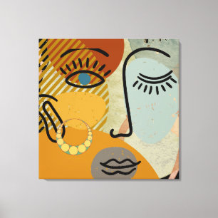 Toile Silhouette face graphique contemporaine