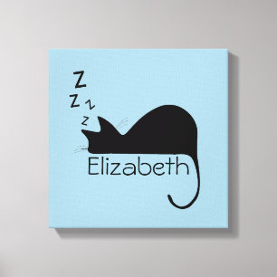 Toile Silhouette faite sur commande de chat de sommeil