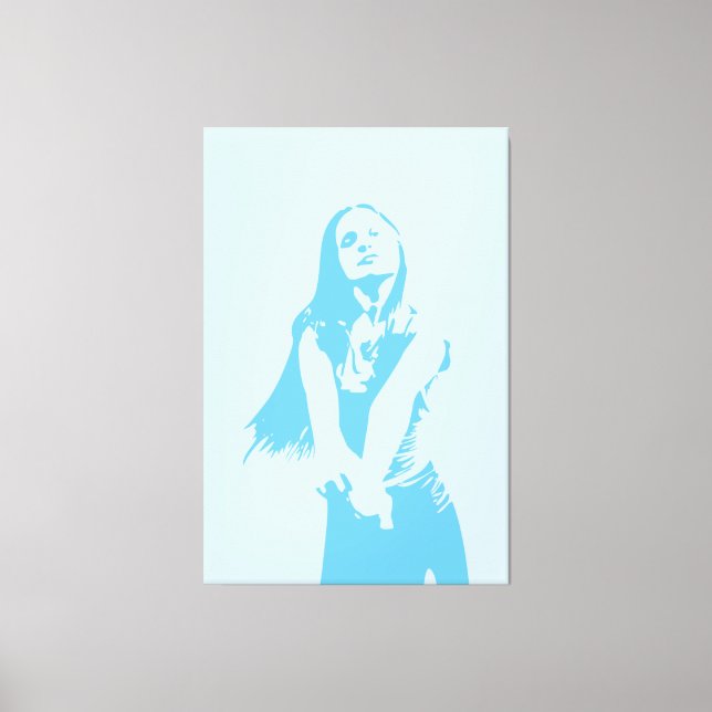 Toile Silhouette féminine Monochrome Bleu Frais (Recto)