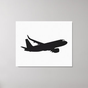 Toile Silhouette noire de Jet Liner d'avion à personnali