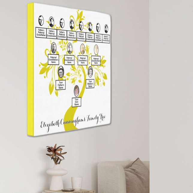 Toile Silhouette Or Floral Arbre Quatre Générations Phot (Créateur téléchargé)