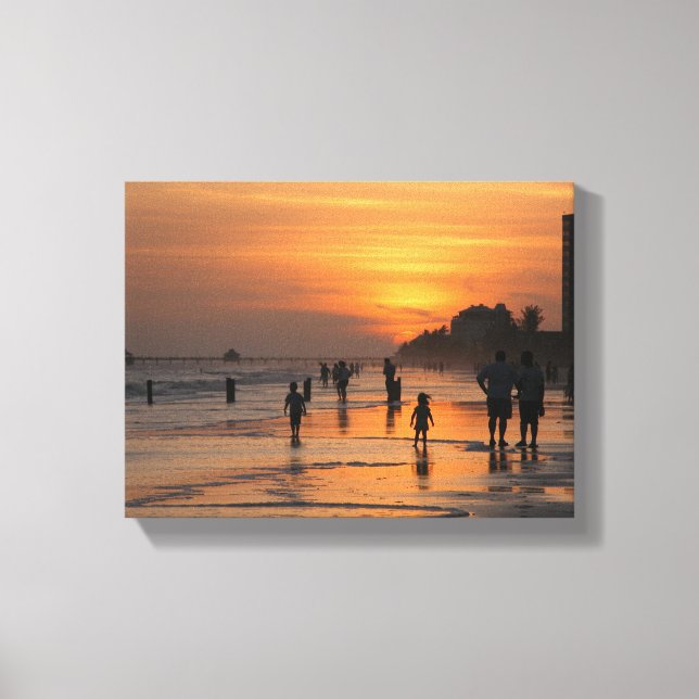 Toile Silhouette sur la plage au soleil (Recto)