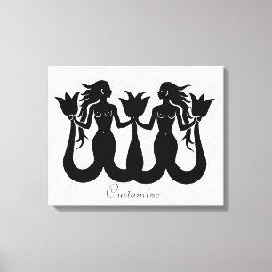 Toile Silhouette Tonnerre_Cove de sirène à deux queue