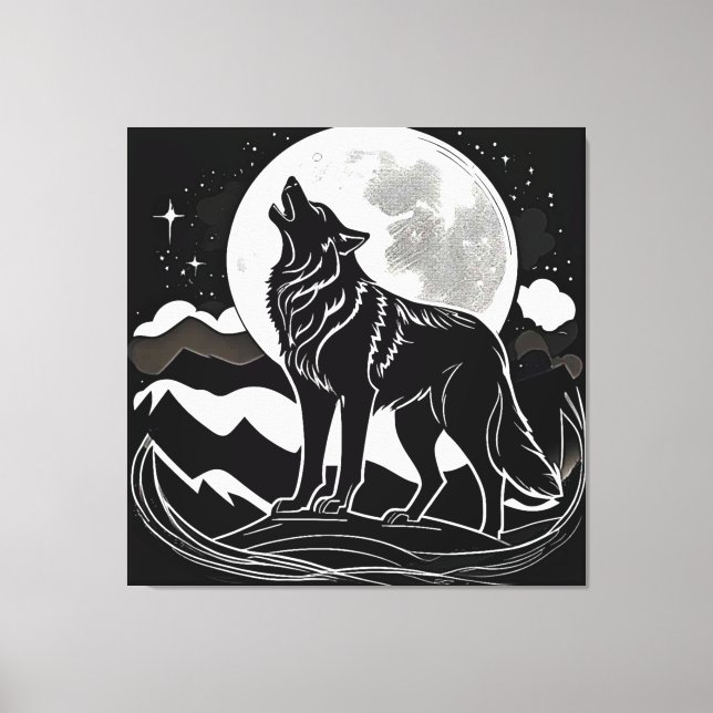 Toile Silhouette Wolf de nuit (Recto)