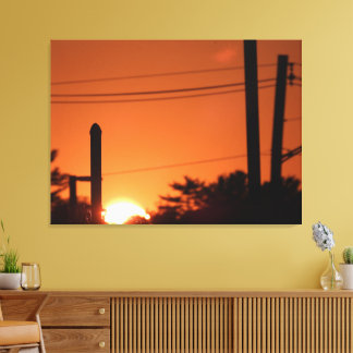 Toile Silhouettes de coucher de soleil