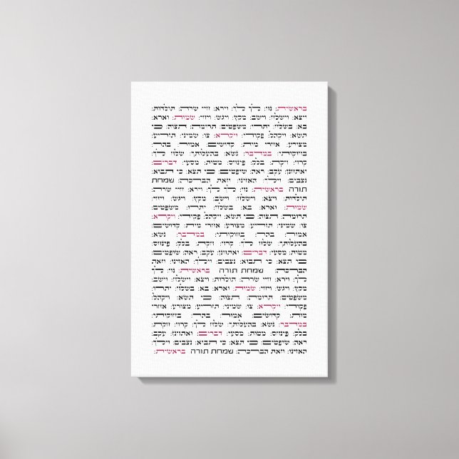 Toile Simchat Torah - Hebrew Parshiot Cycle Jewish Canva (Recto)