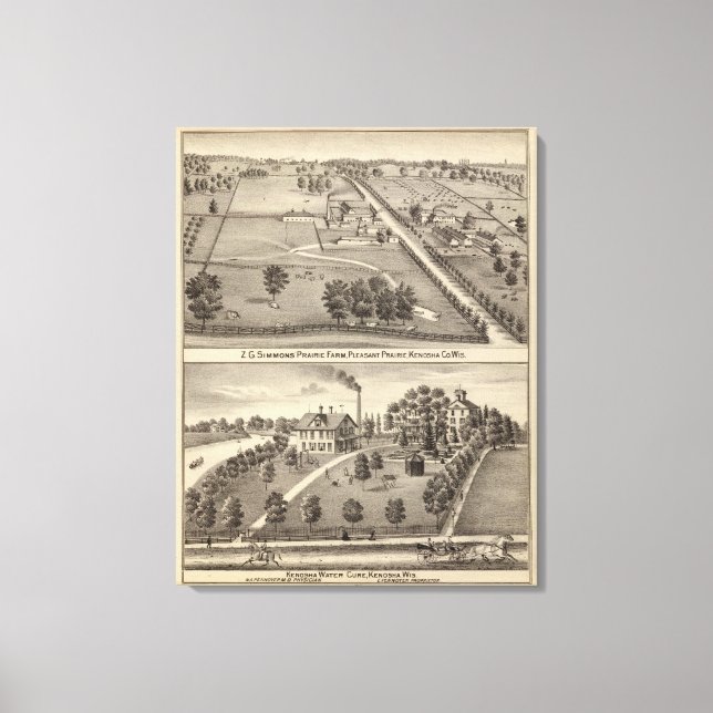 Toile Simmon's Prairie Farm, Kenosha Water Cure (Recto)