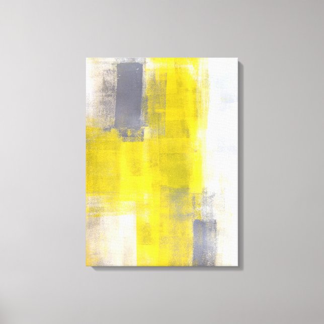 Toile 'Simple Carré Gray and Yellow Abstrait Art (Recto)