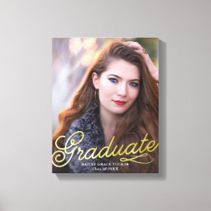 Toile Simple Elégance Photo Graduation Gold Script