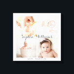 Toile Simple, moderne Custom 4 Photo Baby Nursery Collag<br><div class="desc">Ce collage photo bébé propre, simple et moderne comprend 4 de vos photos préférées pour bébé (idéal pour les photos Instagram carré !) Il vous suffit de télécharger vos photos et d'ajouter votre texte personnalisé - nom, statistiques de naissance, etc. Fait une douche merveilleuse ou un cadeau de garde d'enfants...</div>