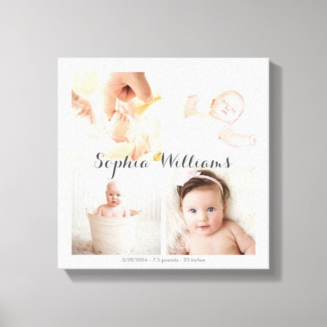 Toile Simple, moderne Custom 4 Photo Baby Nursery Collag (Recto)