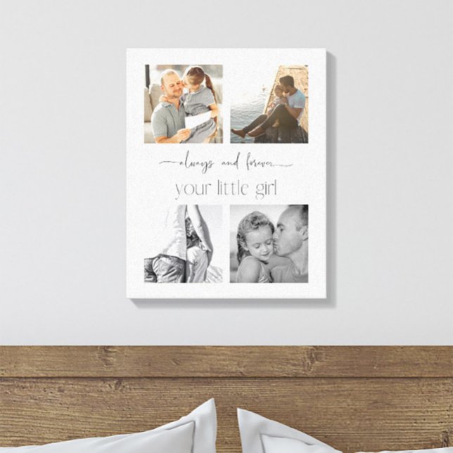 Toile Simple père fille 4 Photo Votre petite fille (Easily personalize this stretched canvas with your photos for a special gift for a special dad)