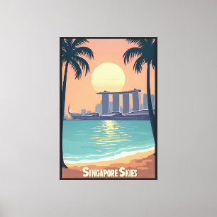 Toile Singapore Skies Retro Travel