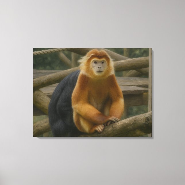 Toile Singe à nez serré dans le refuge des bois (Recto)