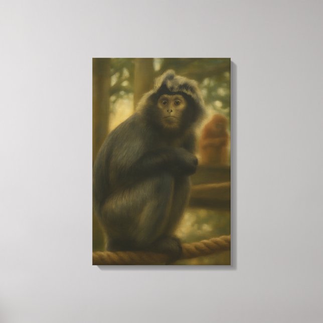 Toile Singe contemplatif - Serene Wildlife Art (Recto)