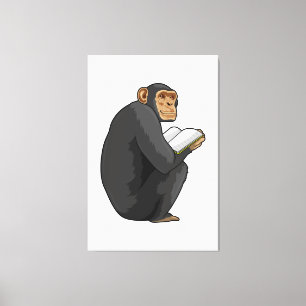 Toile Singe Nerd avec livre