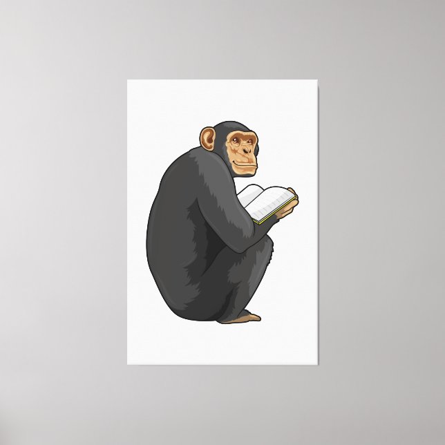 Toile Singe Nerd avec livre (Recto)