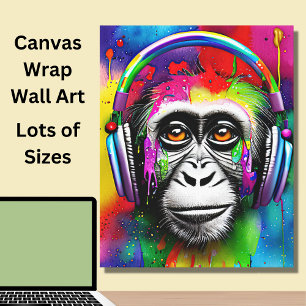 Toile Singe peint coloré avec casque