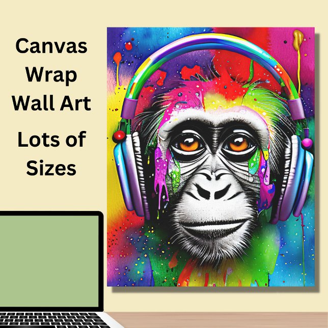 Toile Singe peint coloré avec casque (Créateur téléchargé)
