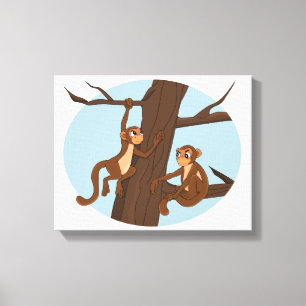 Toile Singes escalade l'arbre dessin animé