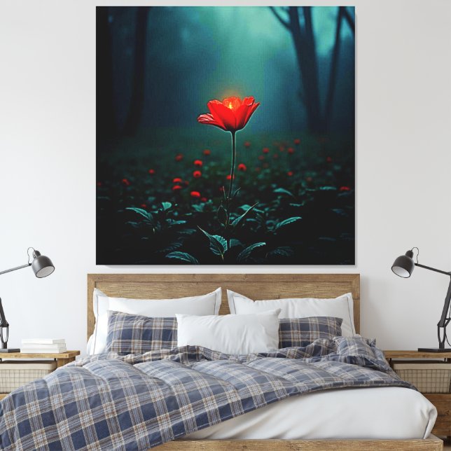 Toile Single Glowing Red Flower Art (Insitu(Chambre))