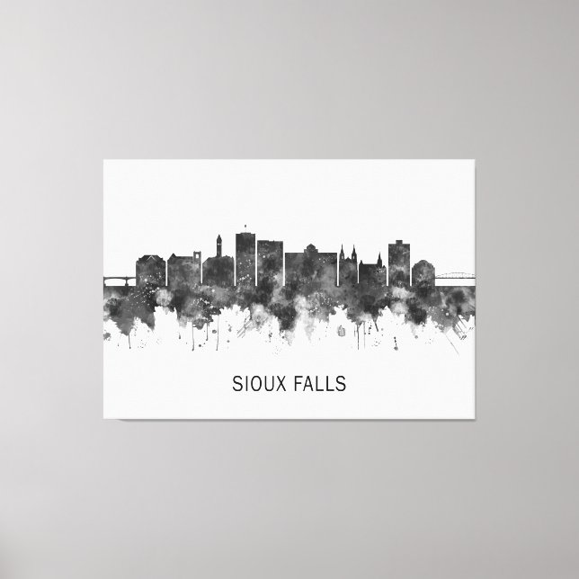 Toile Sioux Falls South Dakota Skyline BW (Recto)