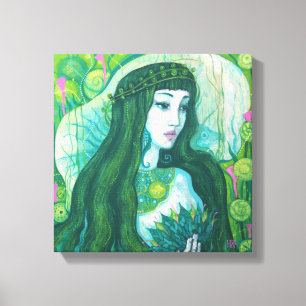 Toile Sirène à cheveux vert sous l'Imaginaire sous-marin