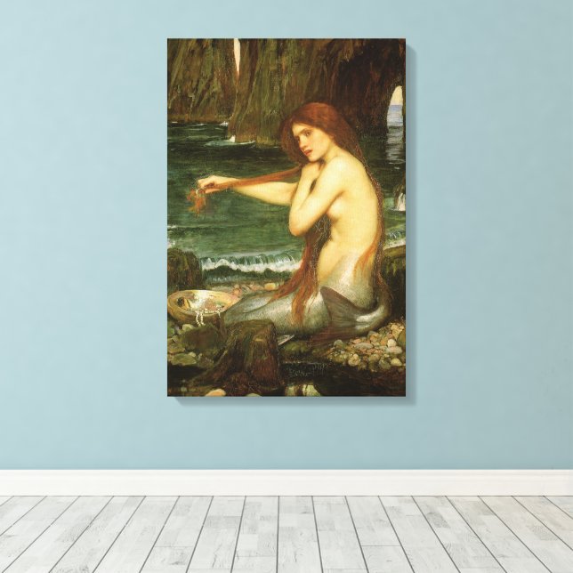 Toile Sirène par John William Waterhouse (Insitu (Plancher de Bois))