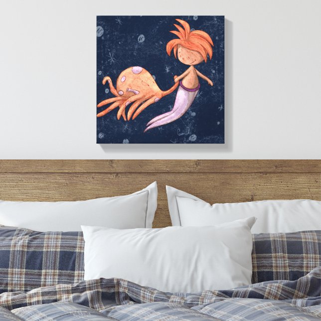 Toile Sirène pieuvre capricieuse (Insitu(Chambre))