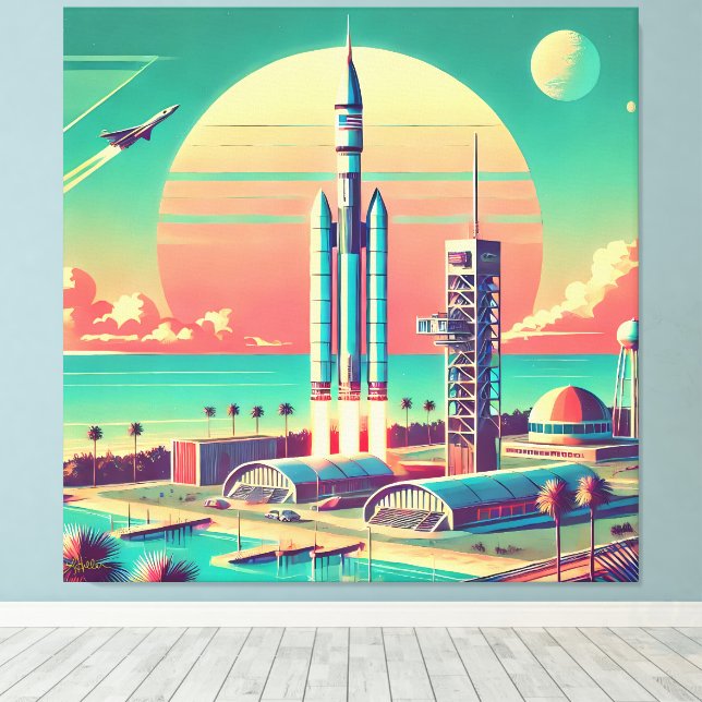 Toile Site de lancement New Florida Futuriste Atomique (Insitu (Plancher de Bois))
