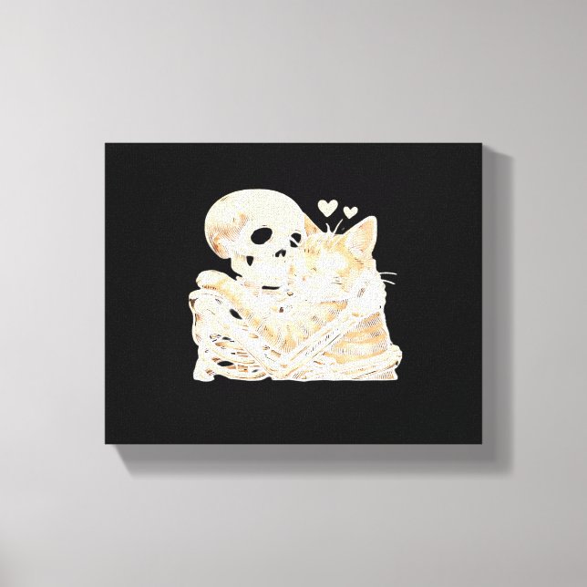 Toile Skeleton Accrocher chat Halloween Amoureux des cha (Recto)