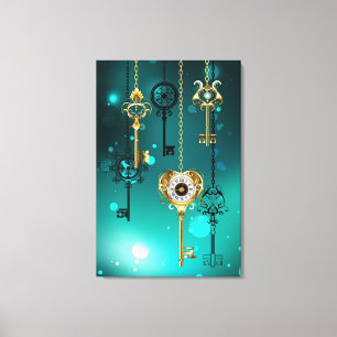 Toile Skeleton Keys on Green Background
