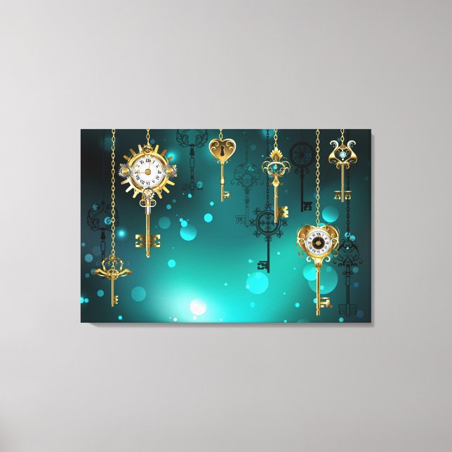 Toile Skeleton Keys on Green Background (Recto)