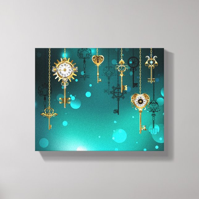 Toile Skeleton Keys on Green Background (Recto)