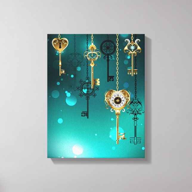 Toile Skeleton Keys on Green Background (Recto)