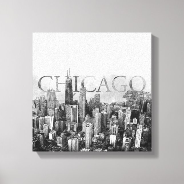 Toile Sketch Skyline de Chicago (Recto)