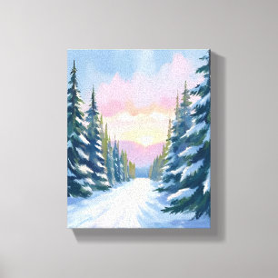 Toile Ski au coucher du soleil Piste de ski de montagn