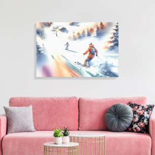 Toile Ski De Neige En Aquarelle