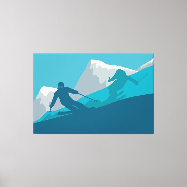 Toile Ski En Montagne - Skieurs (Recto)