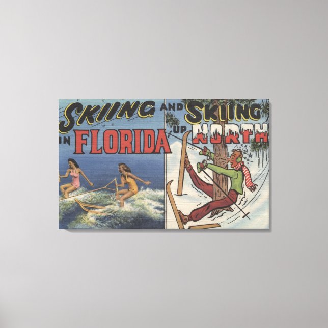 Toile Ski nautique en Floride vs Neige Ski vers le nord (Recto)