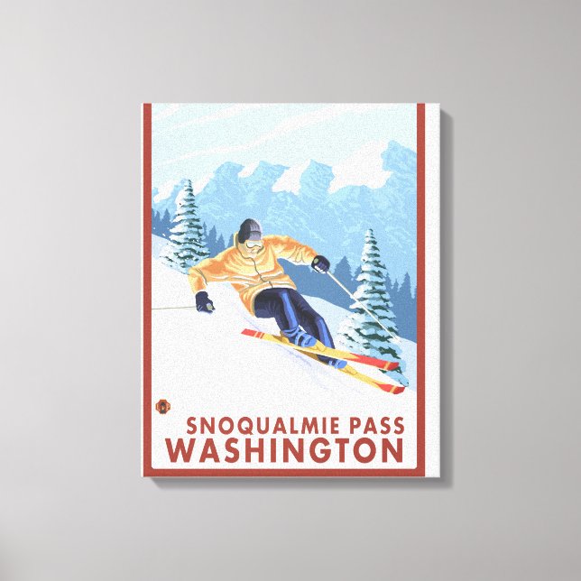 Toile Skieur de neige - Snoqualmie Pass, WA (Recto)
