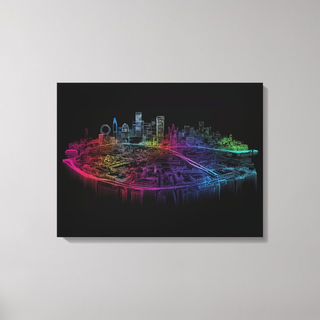 Toile Skyline de Neon City (Recto)