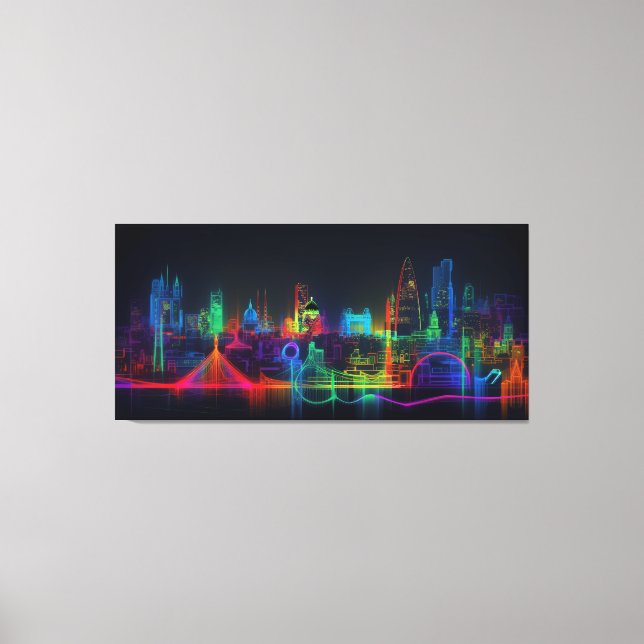 Toile Skyline de Neon City (Recto)