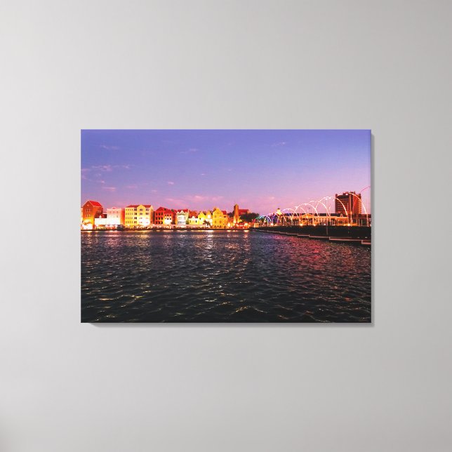 Toile Skyline de Willemstad à la nuit (Recto)