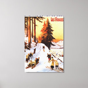 Toile Sledding et skier à l'affiche de VOSGES