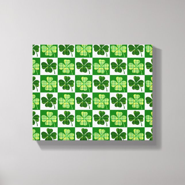 Toile SlipperyJoe's Green four-leaf clovers Saint Patric (Recto)