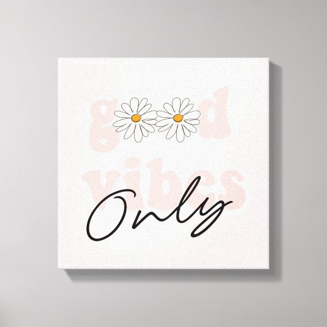 Toile Slogan hippie des années 70 de Good Vibes (Recto)