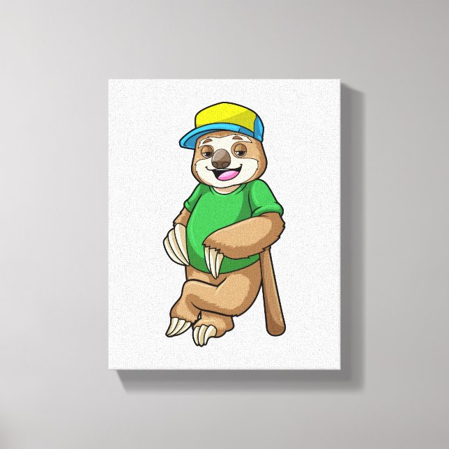 Toile Sloth au baseball avec batte de baseball (Recto)
